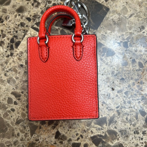 Coach Cherry Red Pebbled Leather Keychain Bag - Picture 2 of 7